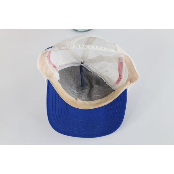 Vintage 70s 80s Distressed 3 Stripes Heating AC Flag Trucker Snapback Hat USA - Picture 8 of 9